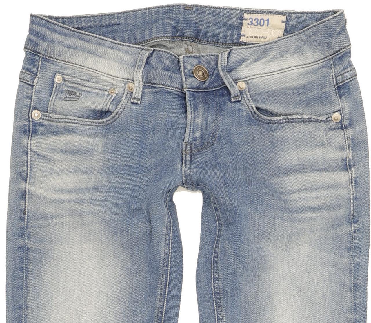 G-Star 3301 Women Blue Straight Slim Stretch Jeans W27 L29
