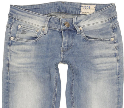 G-Star 3301 Women Blue Straight Slim Stretch Jeans W27 L29