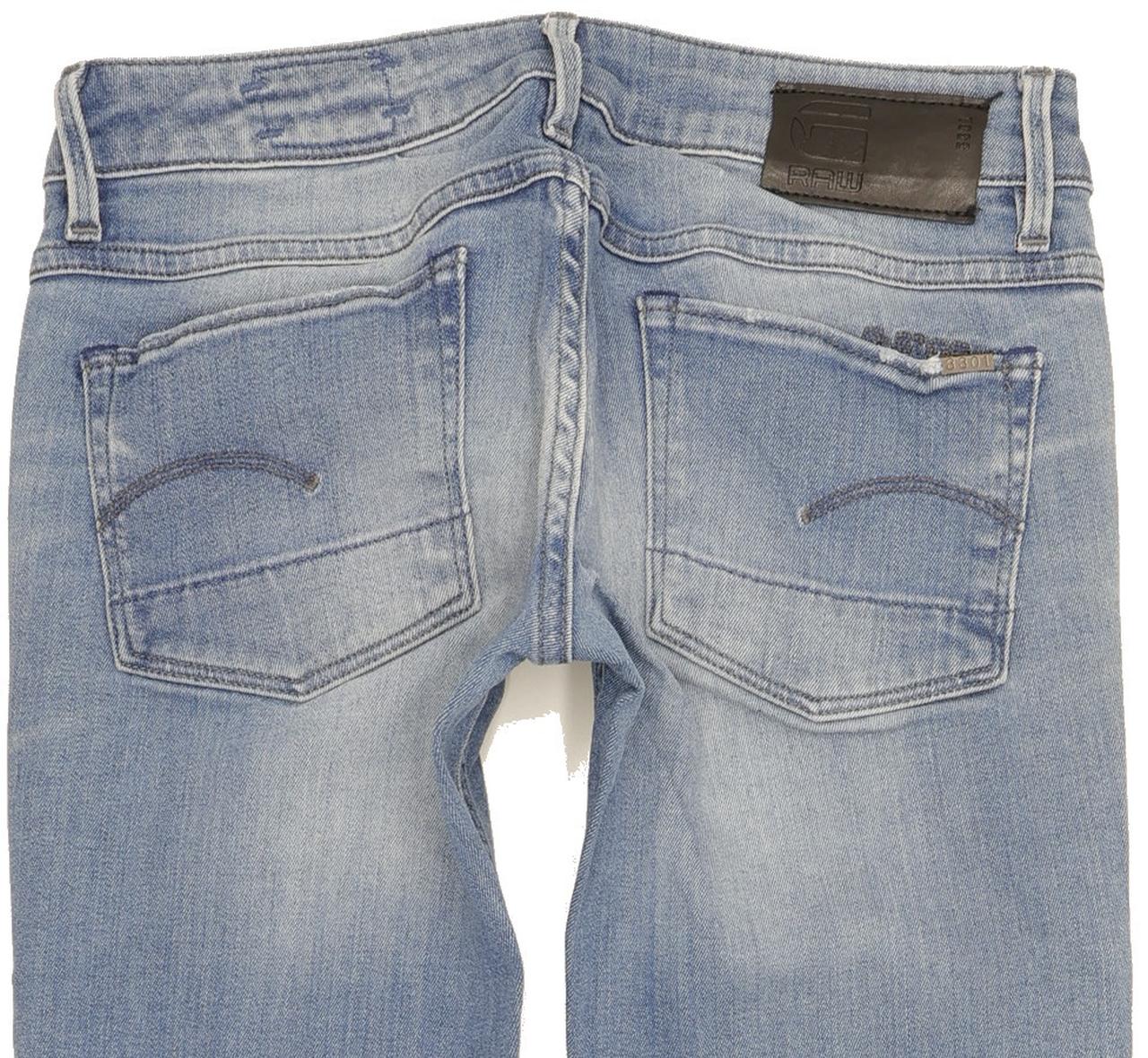 G-Star 3301 Women Blue Straight Slim Stretch Jeans W27 L29
