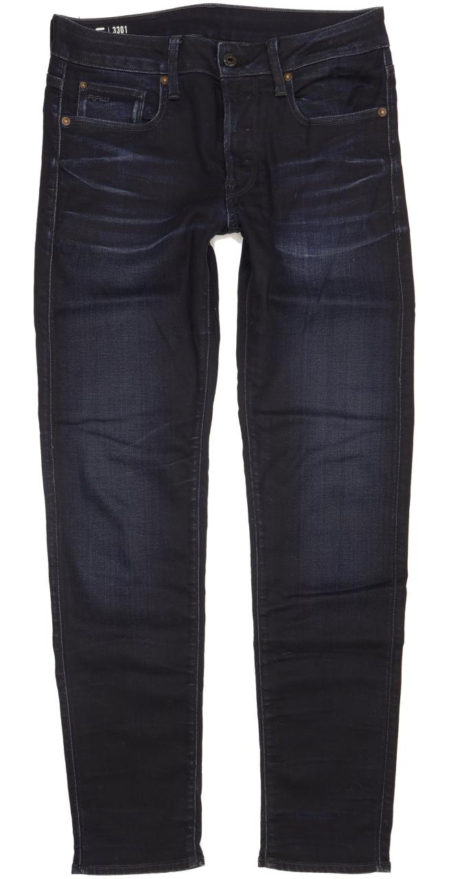 G-Star 3301 Women Navy Straight Slim Stretch Jeans W28 L31
