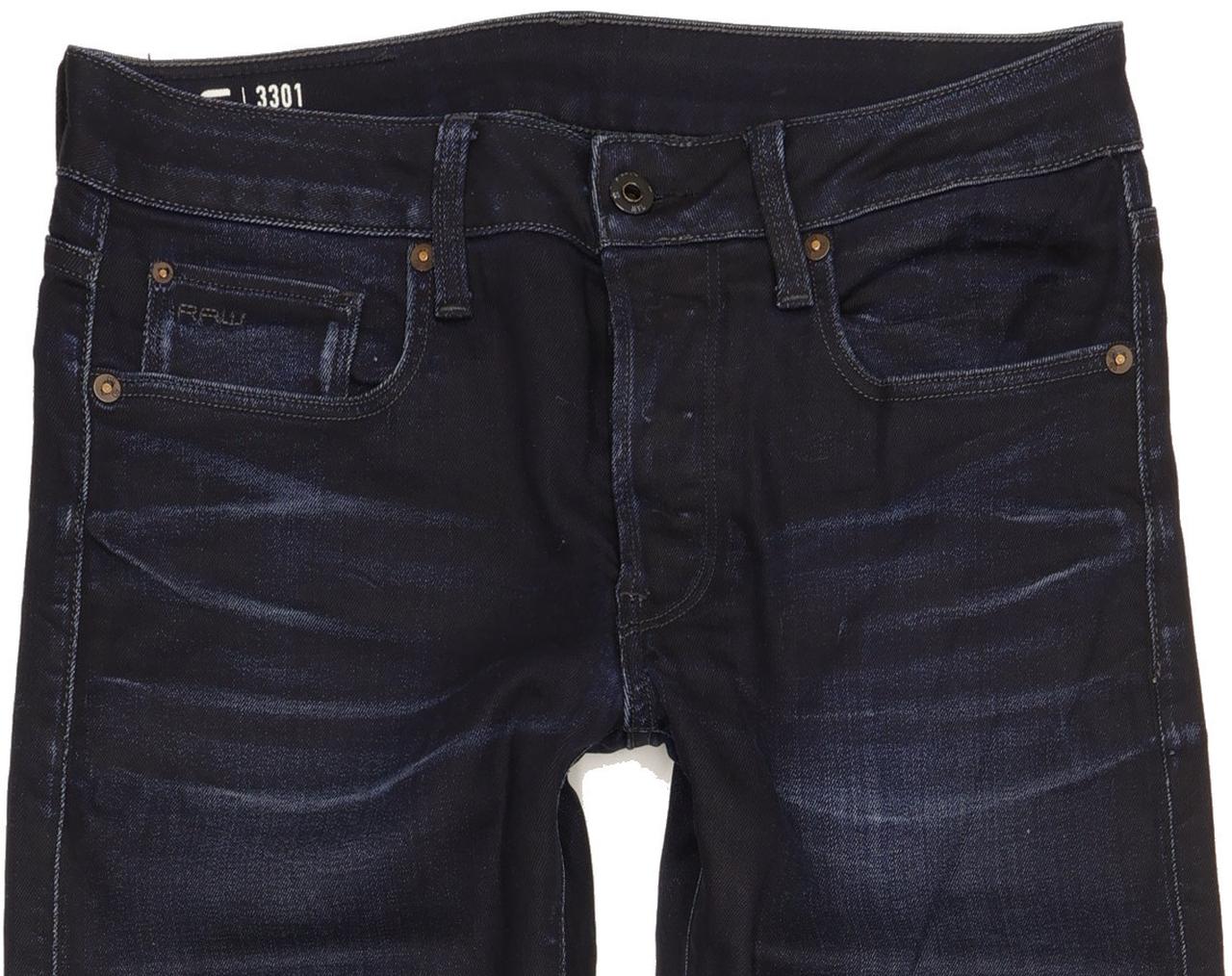 G-Star 3301 Women Navy Straight Slim Stretch Jeans W28 L31