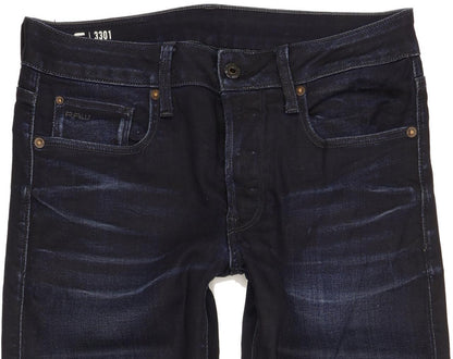 G-Star 3301 Women Navy Straight Slim Stretch Jeans W28 L31