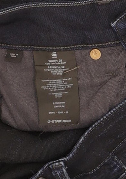 G-Star 3301 Women Navy Straight Slim Stretch Jeans W28 L31