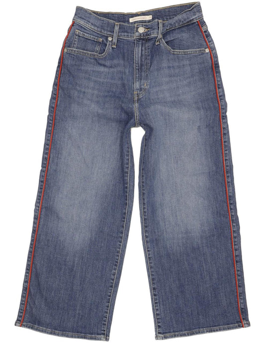 Levi's Mile Blue Wide-Leg Loose Cropped Stretch Jeans High Waisted W28 L25