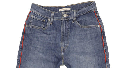 Levi's Mile Blue Wide-Leg Loose Cropped Stretch Jeans High Waisted W28 L25