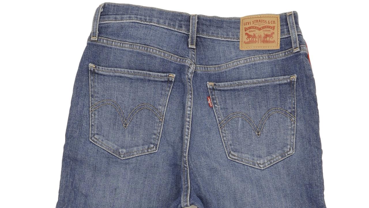 Levi's Mile Blue Wide-Leg Loose Cropped Stretch Jeans High Waisted W28 L25