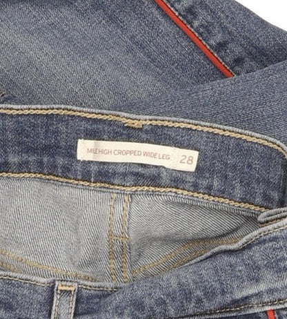 Levi's Mile Blue Wide-Leg Loose Cropped Stretch Jeans High Waisted W28 L25