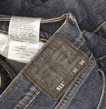 Levi's 511 Men Blue Straight Slim Stretch Jeans W32 L31