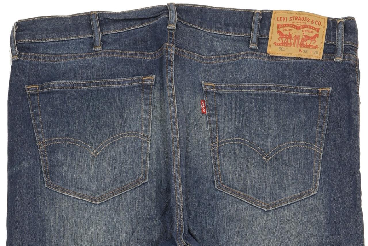 Levi's 505 Men Blue Straight Regular Stretch Jeans W38 L29