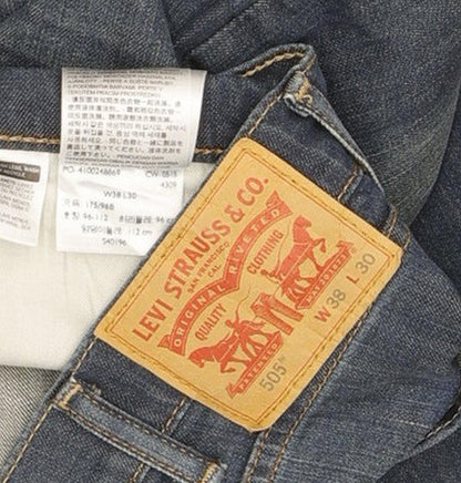 Levi's 505 Men Blue Straight Regular Stretch Jeans W38 L29