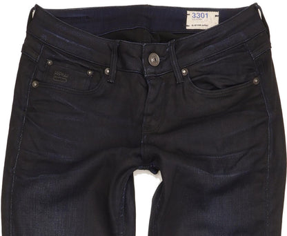 G-Star Women Navy Straight Slim Stretch Jeans W26 L31