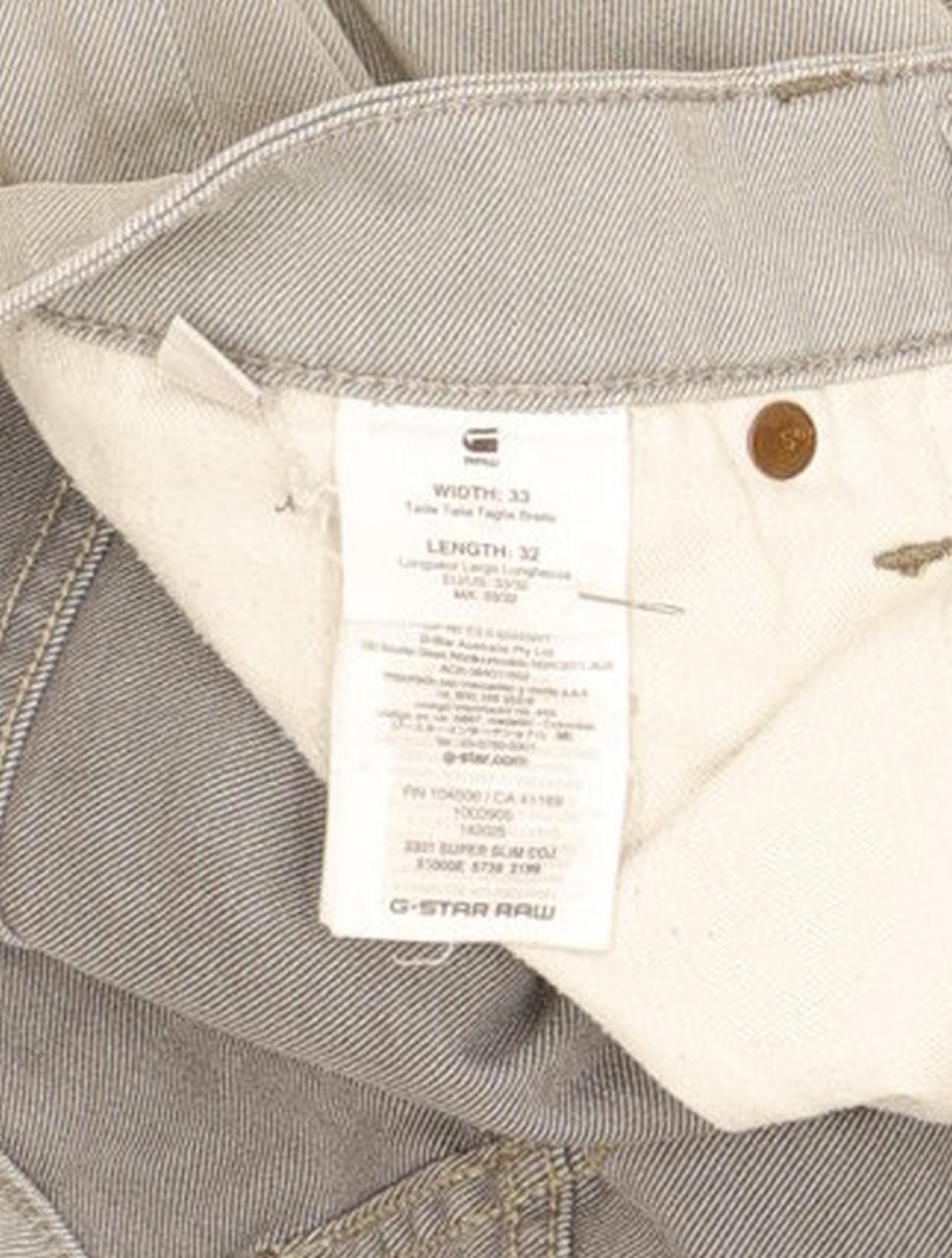 G-Star 3301 Super Men Grey Tapered Slim Stretch Jeans W33 L32