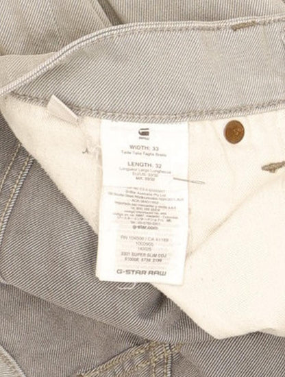 G-Star 3301 Super Men Grey Tapered Slim Stretch Jeans W33 L32