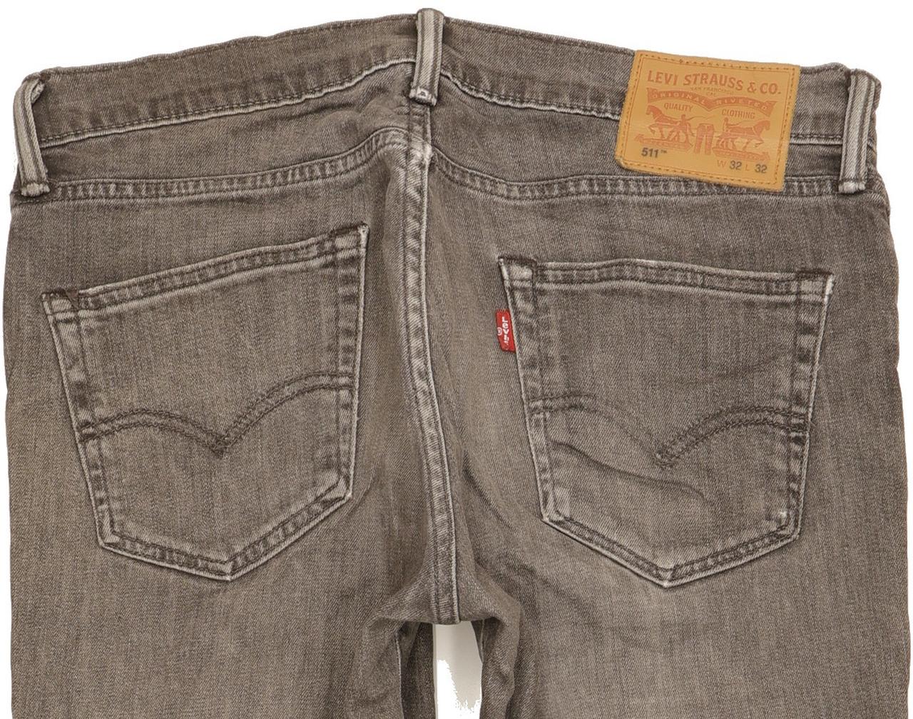 Levi's 511 Men Grey Straight Slim Stretch Jeans W32 L31
