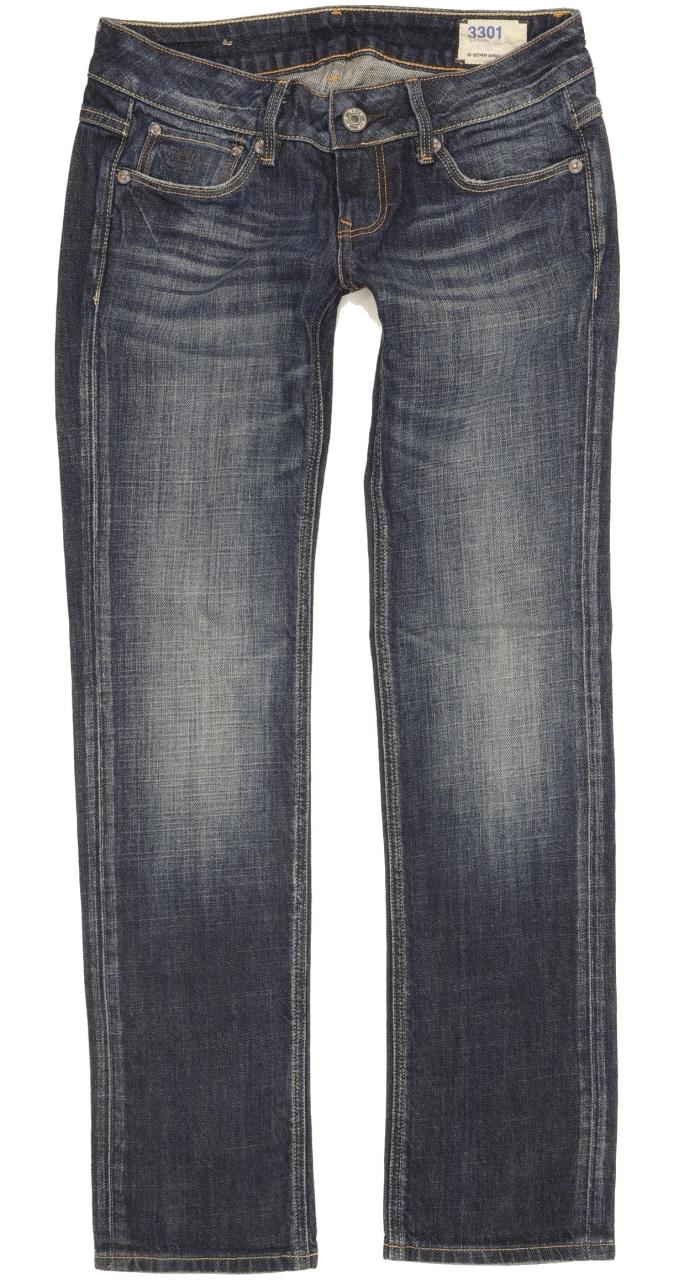 G-Star 3301 Women Blue Straight Slim Stretch Jeans W26 L29