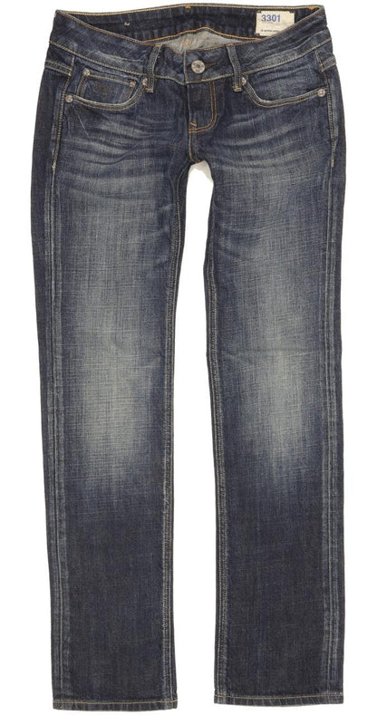 G-Star 3301 Women Blue Straight Slim Stretch Jeans W26 L29