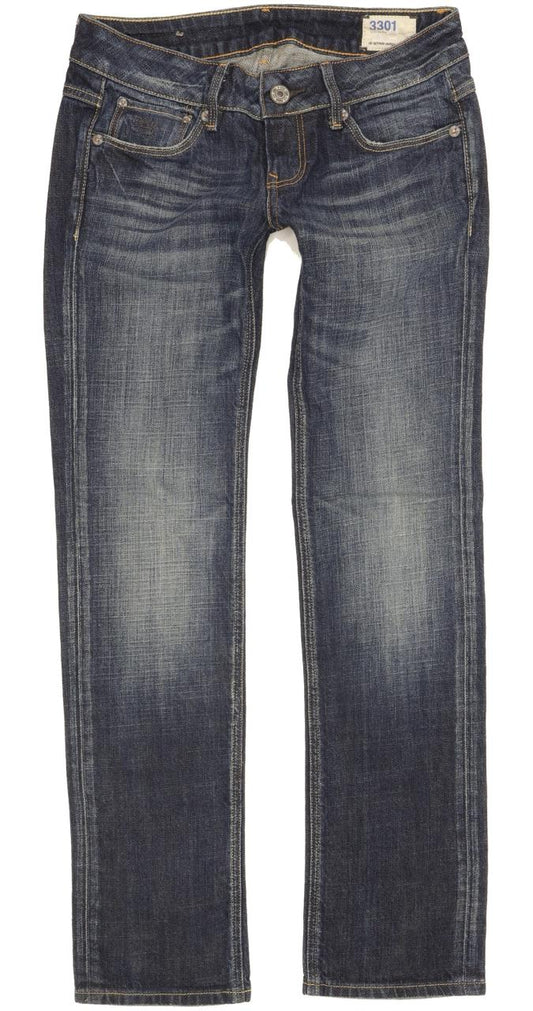 G-Star 3301 Women Blue Straight Slim Stretch Jeans W26 L29