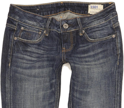 G-Star 3301 Women Blue Straight Slim Stretch Jeans W26 L29