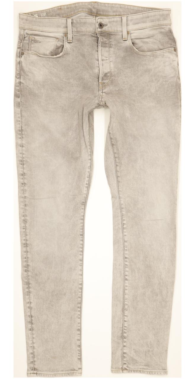 G-Star 3301 Men Grey Tapered Slim Stretch Jeans W36 L33