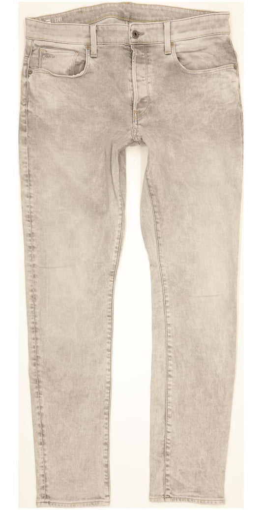 G-Star 3301 Men Grey Tapered Slim Stretch Jeans W36 L33