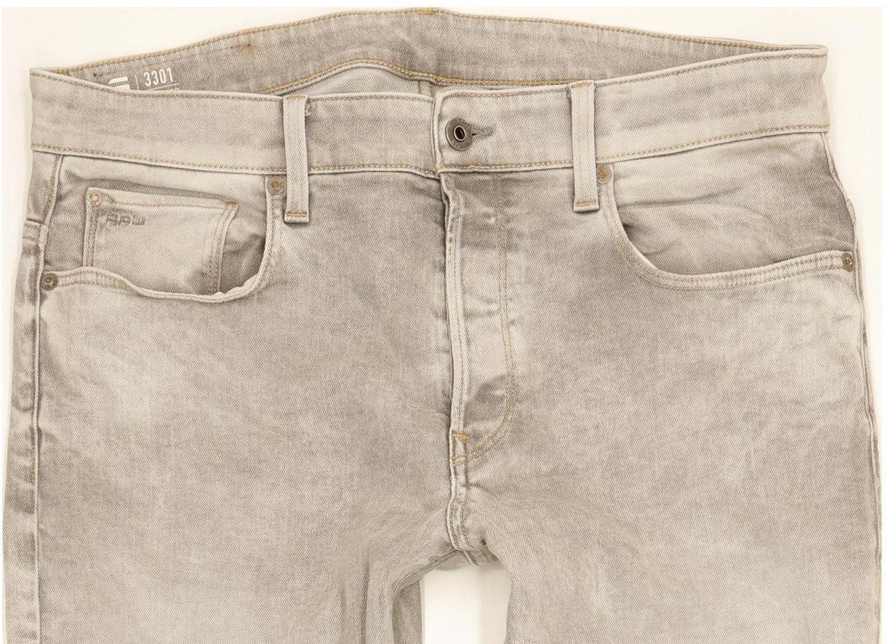 G-Star 3301 Men Grey Tapered Slim Stretch Jeans W36 L33