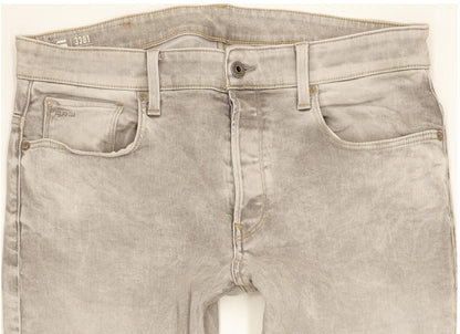G-Star 3301 Men Grey Tapered Slim Stretch Jeans W36 L33