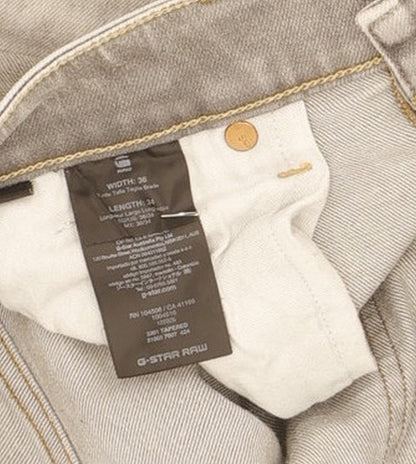 G-Star 3301 Men Grey Tapered Slim Stretch Jeans W36 L33