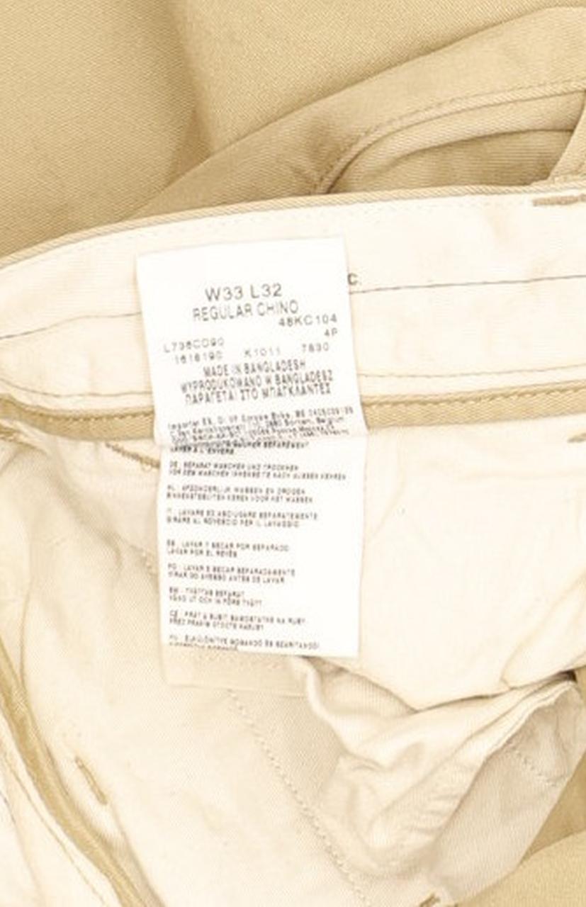 Lee Men Beige Straight Regular Chino Jeans W33 L32