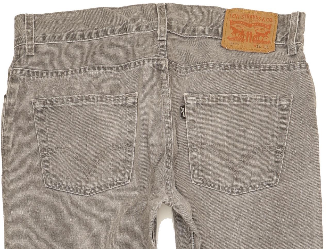 Levi's 511 Men Grey Straight Slim Jeans W34 L33