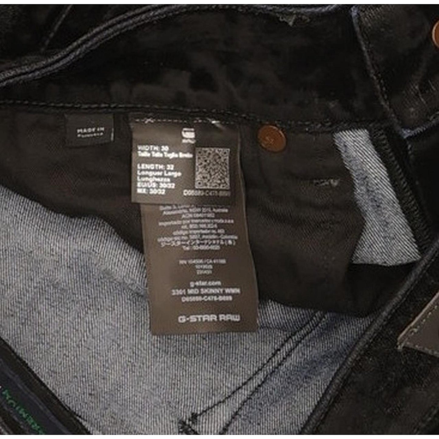 G-Star 3301 Mid Women Black Skinny Slim Stretch Jeans W30 L31
