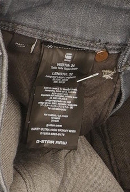 G-Star Kafet Ultra Grey Skinny Slim Stretch Jeans High Waisted W24 L31