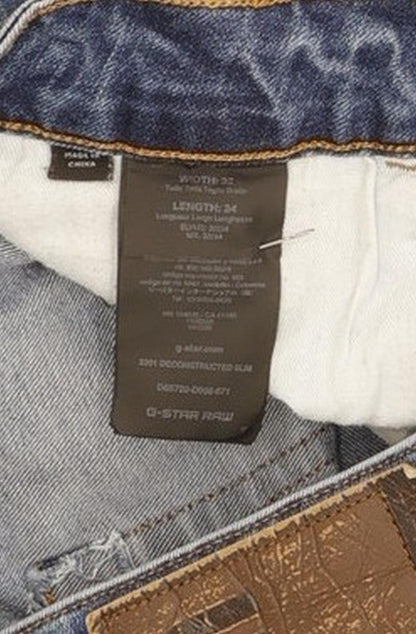 G-Star 3301 Deconstructed Men Blue Tapered Slim Stretch Jeans W32 L33