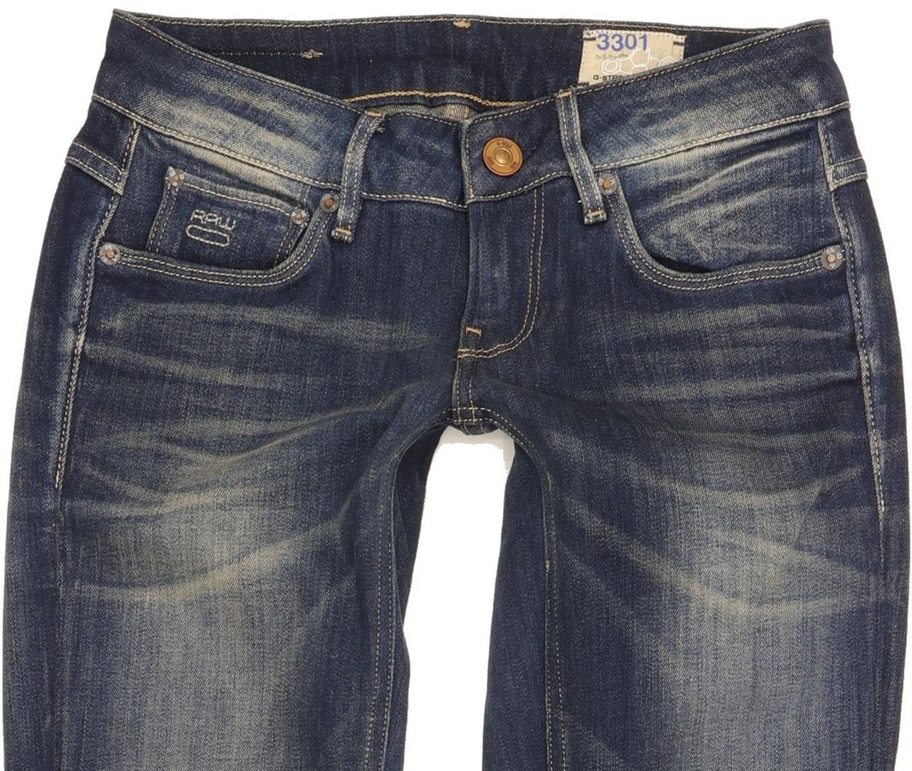 G-Star 3301 Women Blue Straight Slim Stretch Jeans W26 L34