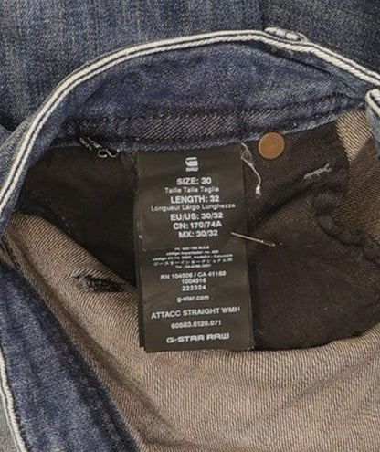 G-Star Attacc Women Blue Straight Slim Stretch Jeans W30 L31