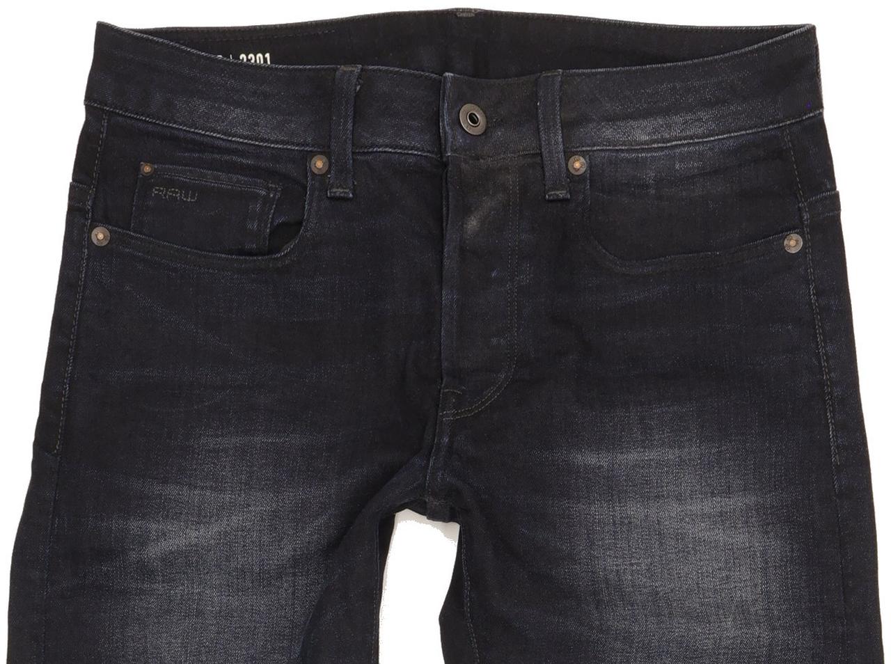 G-Star 3301 Men Navy Straight Slim Stretch Jeans W28 L29