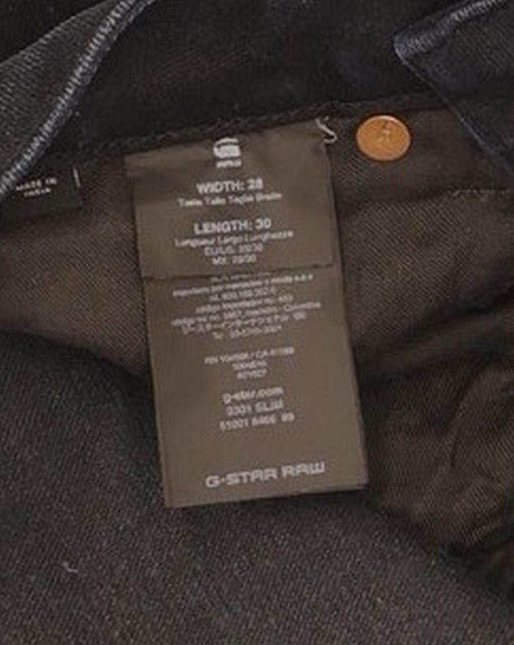 G-Star 3301 Men Navy Straight Slim Stretch Jeans W28 L29