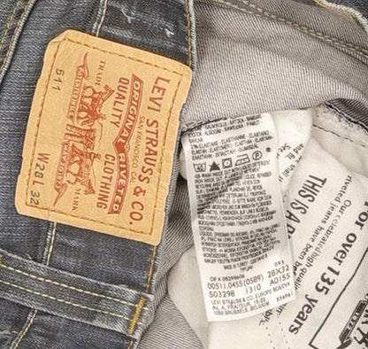 Levi's 511 Men Blue Straight Slim Stretch Jeans W28 L31