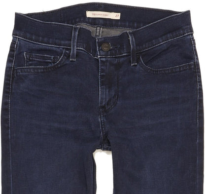 Levi's 710 Super Women Navy Skinny Slim Stretch Jeans W27 L30