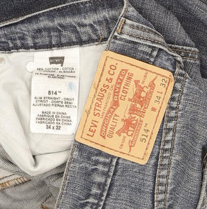 Levi's 514 Men Blue Straight Slim Stretch Jeans W34 L32