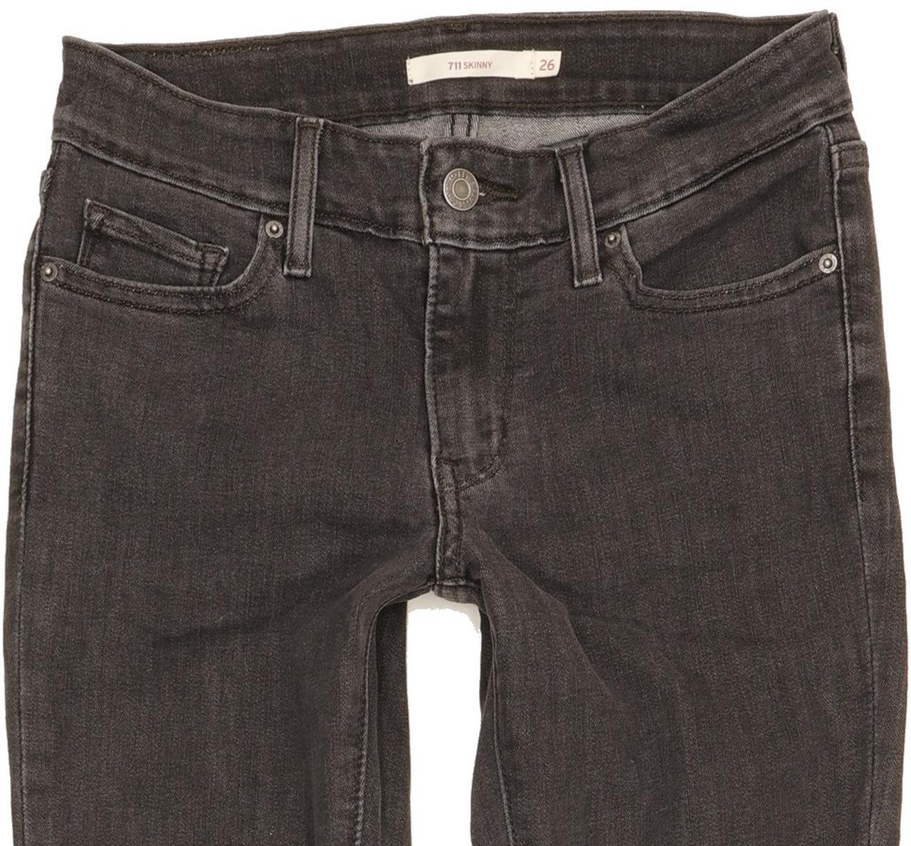 Levi's 711 Women Black Skinny Slim Stretch Jeans W26 L32