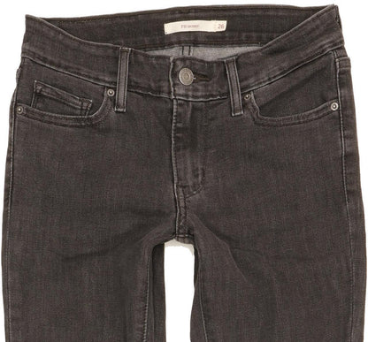 Levi's 711 Women Black Skinny Slim Stretch Jeans W26 L32
