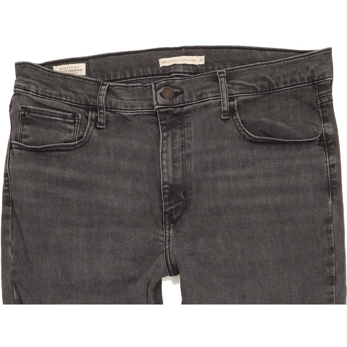 Levi's 720 Charcoal Skinny Slim Stretch Jeans High Waisted W33 L30