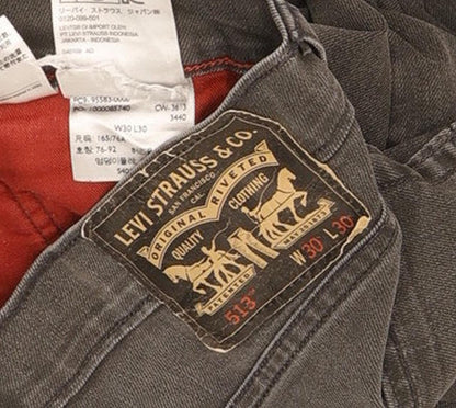 Levi's 513 Men Charcoal Straight Slim Jeans W30 L30