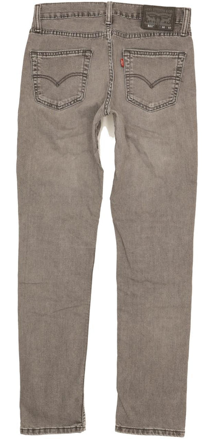 Levi's 511 Men Grey Straight Slim Stretch Jeans W30 L32