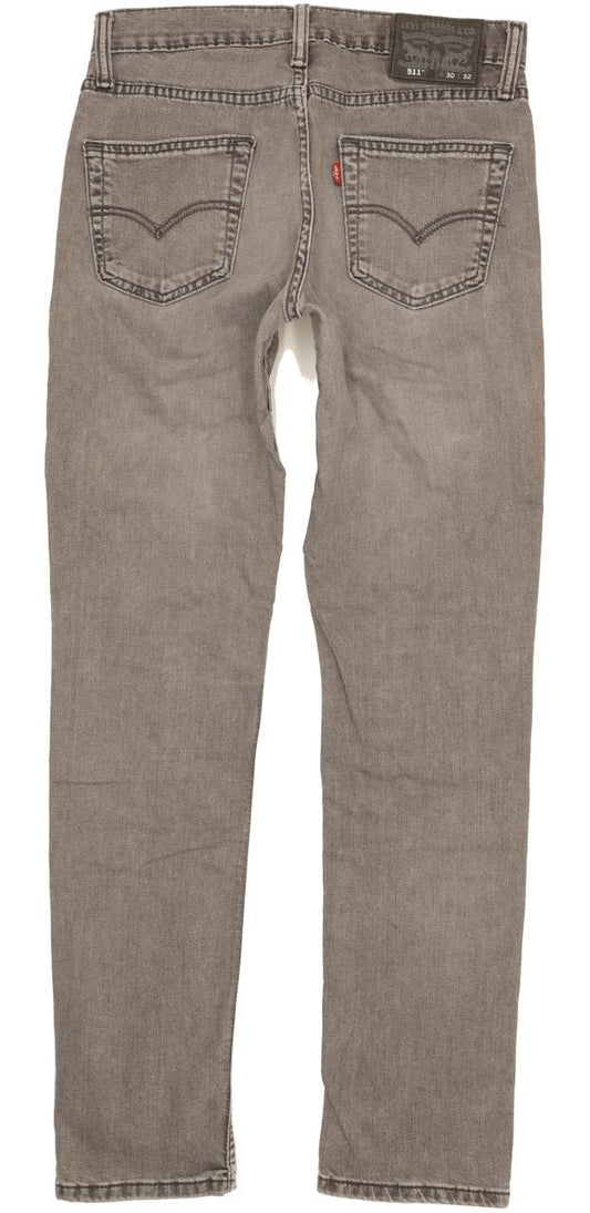 Levi's 511 Men Grey Straight Slim Stretch Jeans W30 L32