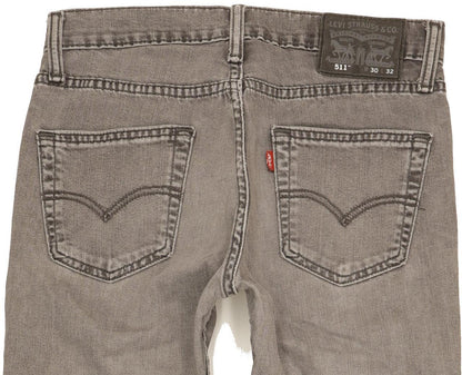 Levi's 511 Men Grey Straight Slim Stretch Jeans W30 L32