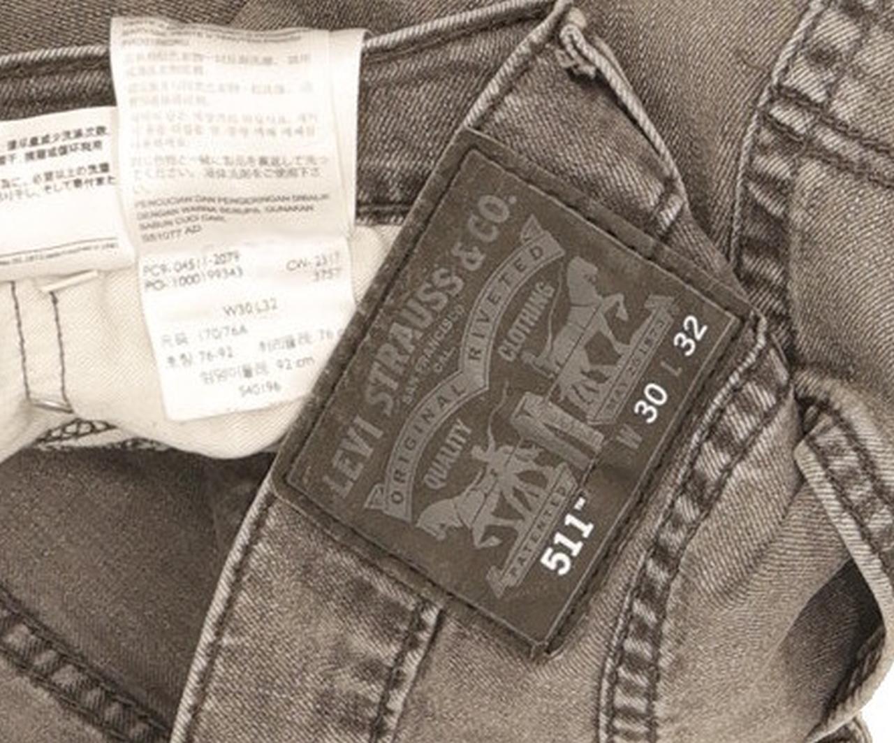 Levi's 511 Men Grey Straight Slim Stretch Jeans W30 L32