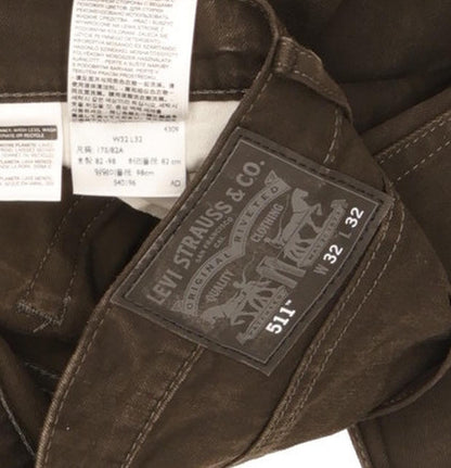 Levi's 511 Men Black Straight Slim Stretch Jeans W32 L32