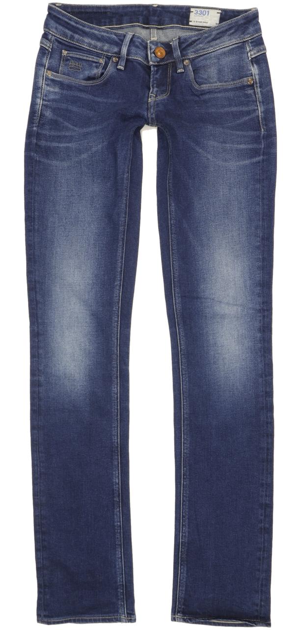 G-Star 3301 Women Blue Straight Slim Stretch Jeans W27 L34
