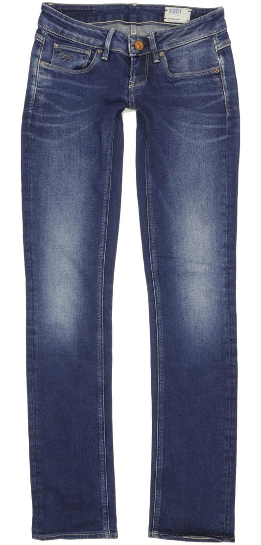 G-Star 3301 Women Blue Straight Slim Stretch Jeans W27 L34